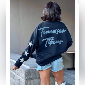 NWT Soho x Gameday Couture Tennessee Titans Star-Sleeve Crewneck Pullover